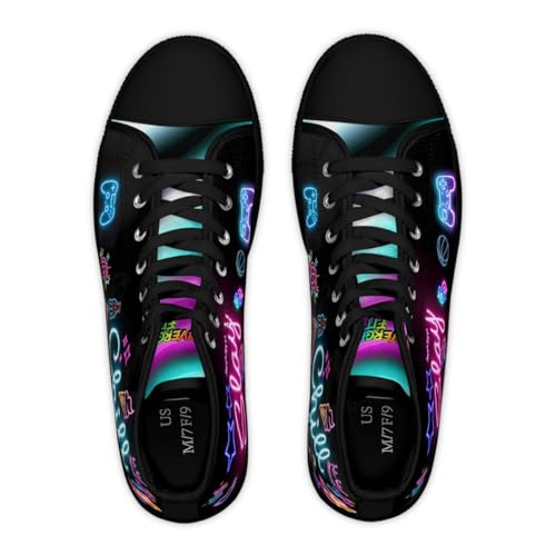 Slay and Chill Vibrant Womens High Top Sneakers with Neon Design, Unique Gift for Gamers Trendsetters and Teens2