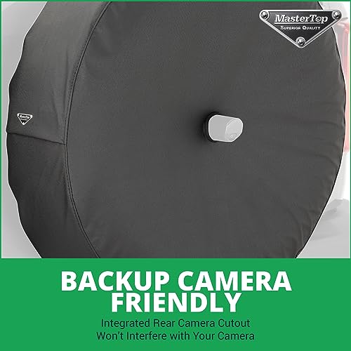 Image of MasterTop Bronco Spare Tire Cover, Black - Fits Ford Bronco 2021-2023 with 33 inch Tires - Custom Fit for 33 inch (285 /70R17) Tires - Spare Tire Cover with Camera Hole