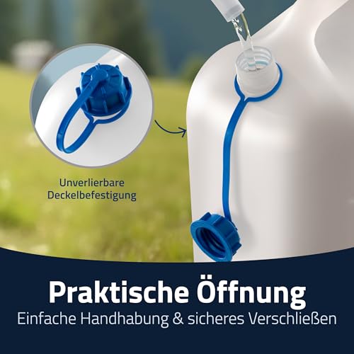 hünersdorff 817710 Wasserkanister ECO mit festmontiertem Ablasshahn / Wasserauslauf, 22 L (mit Hahn), Weiß