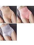 3 unids/Lote de Ropa Interior de Encaje de algodón para Mujer, Bragas de Cintura Alta, lencería Moldeadora de Cuerpo, pantalón de Control de Barriga Adelgazante Femenino Transpirable-Conjunto 10_XXL
