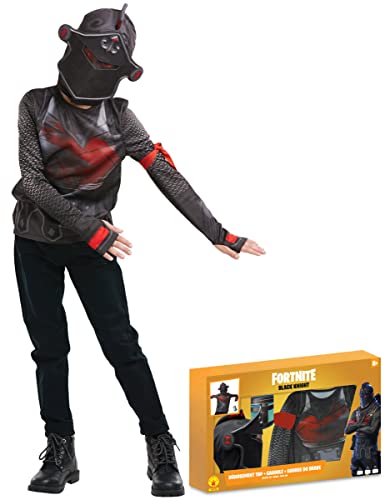 Rubie´s Cavalheiro Panoplie Black Knight Top + balaclava garrafa Brave-XXL (11-12 anos), preto e vermelho, 11 à 12 anos (141 à 152 cm) (Rubie's 155119XXL)
