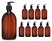 Octopus 10x 500 ml Seifenspender Cremespender Kunststoff für Bad/WC nachfüllbar, Pumpspender Desinfektion Lotion Spender für Flüssigseife, Handseife, Shampoo, Spülmittel, braun/schwarz