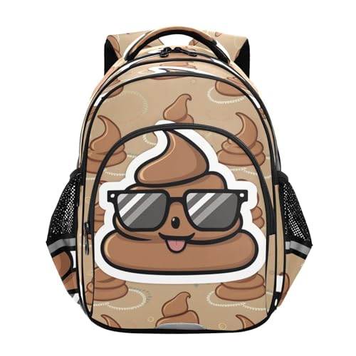 Krafig Funny Cute Poops Pattern Backpack for Kids Elementary School Bag Boys Girls Bookbag Travel Backpack Daypack
