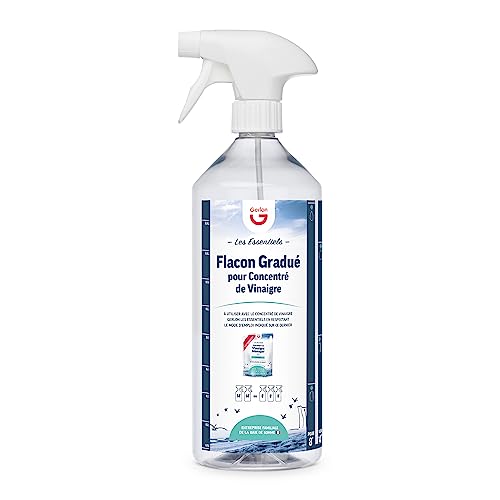 Gerlon les Essentiels - Spray Gradué Vide pour Concentré de Vinaigre– Flacon de 1L pour un dosage Simple et Précis