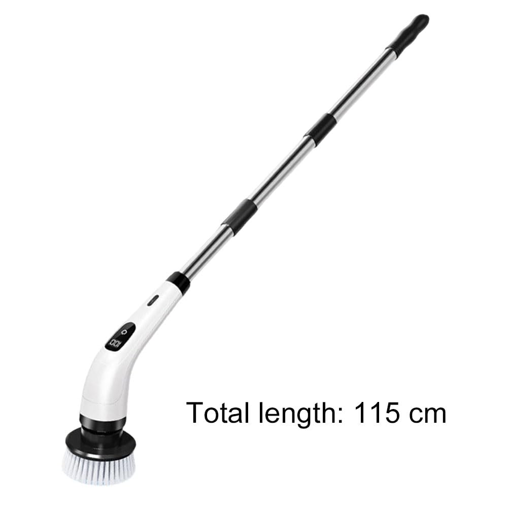 Cepillo eléctrico giratorio con 7 cabezales de cepillo reemplazables, cepillo de limpieza inalámbrico con mango extensible, limpiador eléctrico para baño, bañera, azulejos, suelo