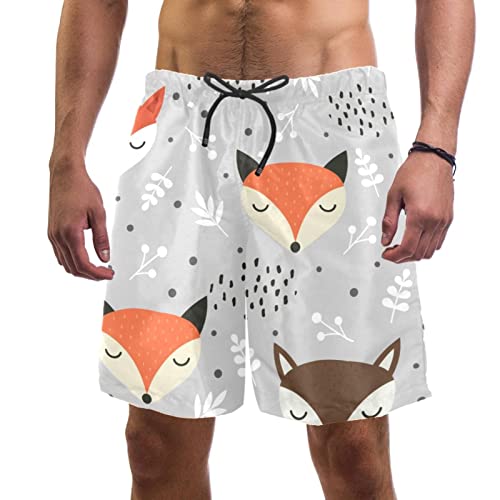 Maillots de bain pour hommes imprimés : short de plage léger motif renard fleurs