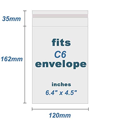 Zellophanbeutel C6 Selbstklebend – 120x162 Mm + 30 Mm Klappe, Transparent, 30 Mikron, 100 Stück