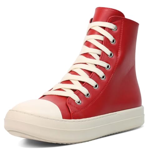 Image of IMPREMEY Women's High Top Sneakers Lace Up PU Leather Shoes with Thick Soles and Zipper, Fashionable Walking Shoes
