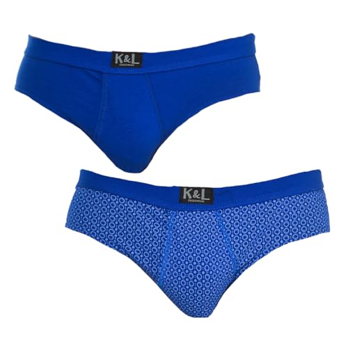 Kisses&Love KL2010 Open slips voor heren, ademende stof, premium katoen, slip voor heren, slip voor heren, 2 stuks, Blauw-blauwe cirkels, XL