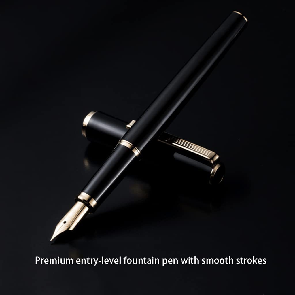 Pluma Fuente Pluma estilográfica Recargable Punta Extra Fina 0,38-0,4mm Pluma Negra para práctica de caligrafía Pluma de caligrafía para una Escritura Suave más Claro