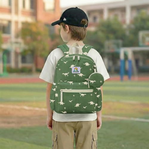 Meridova Corduroy Toddler Backpack for Boys 2-5: Dinosaur Green Kids backpack for Boys Girls - 13.5 inch Preschool Kindergarten Backpacks with Coin Purse by Meridova - Used condition - Image 6