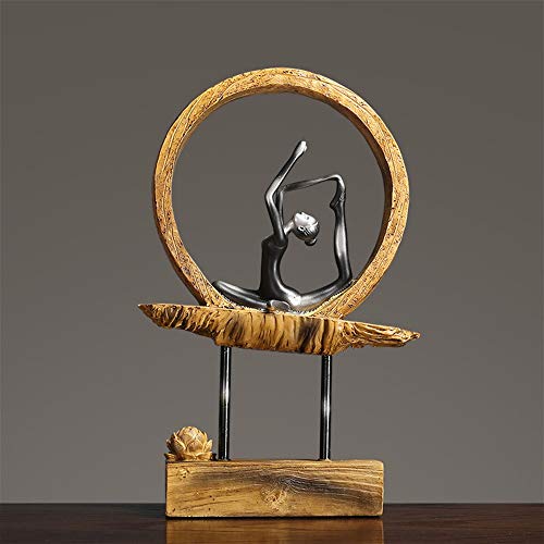 Statue Yoga Chinois Fille déco zen pour bureau et salon ZXLIHS
