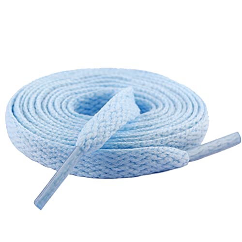 Shinefromcloud 47" Solid Color Flat Shoelaces For 5-6 Eyelet Rows Sneakers Hiking Boots Running Shoes(Light Blue) #TOP26