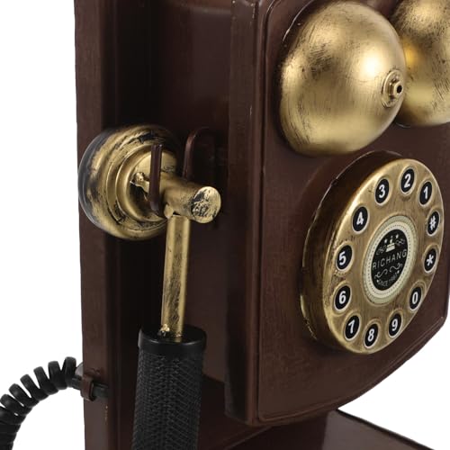 Teléfono vintage de pared y modelo de disco retro para decoración clásica de interiores 3