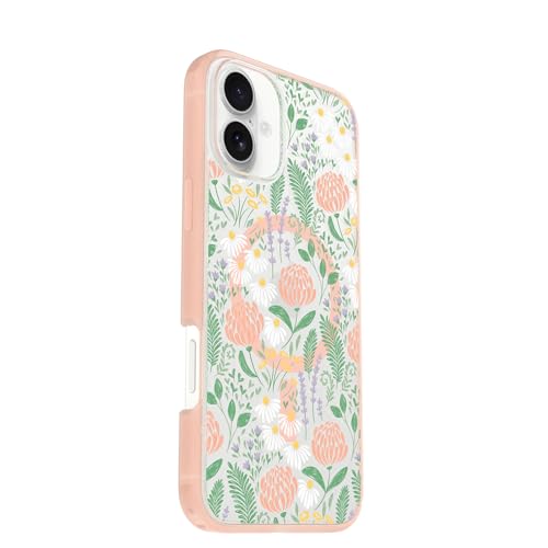Image of OtterBox iPhone 16 Plus Symmetry Series Clear Case - Peachy Bloom Pink - Ultra-Thin, Sleek iPhone Case, Floral iPhone Case
