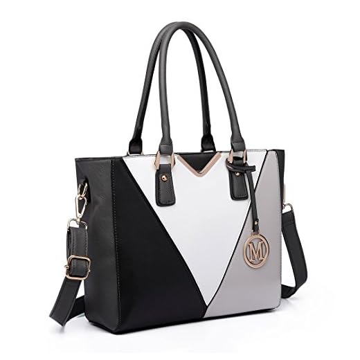 Miss Lulu Bolso de Mano Mujer Bolso Señora Tote Multicolor Piel Sintética Ajustable Bolso Hombro