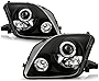 [For 1997-2000 Honda Prelude] LED Halo Ring Black Housing Projector Headlight Headlamp Assembly, Driver & Passenger Side