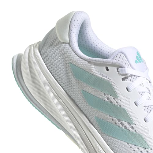 Image of Adidas, Womens, Supernova Rise Running Shoes, White /Linen Green Met. /Flash Aqua, 9, C - Wide