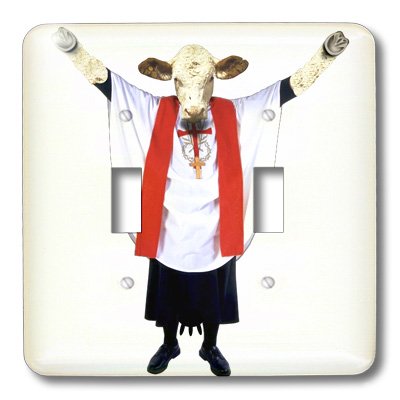 Interrupteur a bascule double vache 3dRose Lsp 13881 2 pour deco cuisine