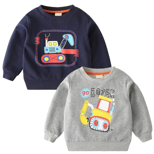 Image of GFQLONG Toddler Boy Sweatshirt 2T 3T 4T 5T Long Sleeve Shirts Boys Sweater | cotton Dinosaur Cartoon Pullover Crewneck Sweatshirt,toddler boy sweaters tops,kids fall winter clothes