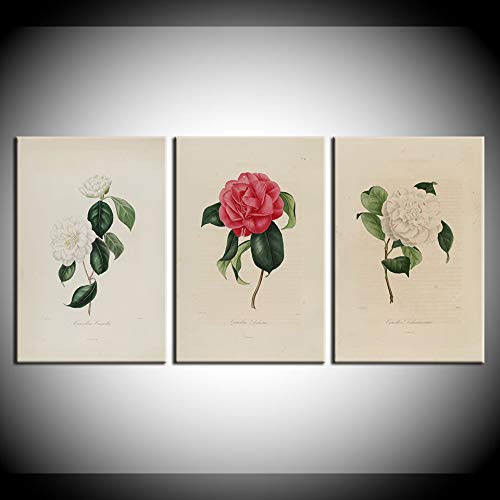 Tableau triptyque camélia pour raviver un mur blanc vide sans travaux