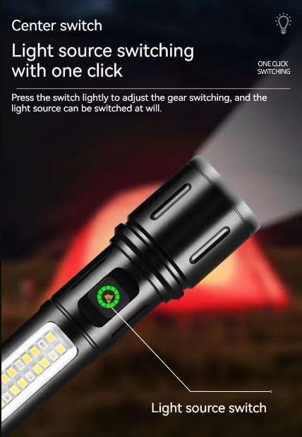 Image of 603 (ZOOMABLE Metal) 5 Modes Flashlight, Super Bright Cree T6 LED Light Torch (Black, 13.5 cm, Rechargeable)