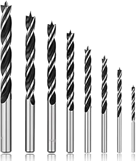 YUET Wood Drill Bits Set 8 Pcs for Hardwood Plywood Plastic,Porcelain Ceramic Tile Masonry,Concrete Brick Wall Glass Mirrors Brad Point Hole Cutter Carbon Steel Bit with Case 3 4 5 6 7 8 9 10 mm