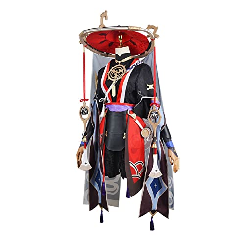 MAVNES Kunikuzushi Balladeer Cosplay Disfraz Juegos Rojos Con Bamboo Hat Halloween Set Completo,Red-L