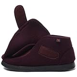 [Eagsouni] 冬用 介護シューズ 介護靴 シニアシューズ レディース マジックテープ 甲高 幅広 リハビリ靴 ボア付き 防寒 レッド