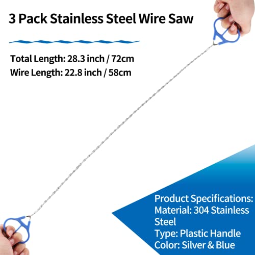 Bivethoi 3 Pack Stainless Steel Wire Saw Emergency Saw Kit, Camping Wire Saw Mini Backpacking Saw, Cable Cutting String Bone Rope Saw, Travel Chainsaw For Wood Cutting Hiking Hunting (Plastic Handle) #TOP4