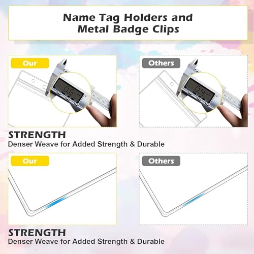 Image of 10 Sets Badge Holders and Metal Clips Horizontal Name Tag Holder with Clip | Clear ID Card Holder with Clip Waterproof ID Badge Holder with Metal Clips