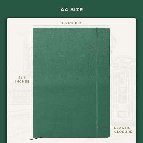 BEECHMORE-BOOKS-Sketch-Book-A4-85-x-115-inch-Blank-Sketchbook-for-Drawing-Paint-and-Draw-156-Pages-Thick-Paper-160gsm-Hardcover-Leather-Art-Notebook-Boxed-for-Gifts-Dartmouth-Green