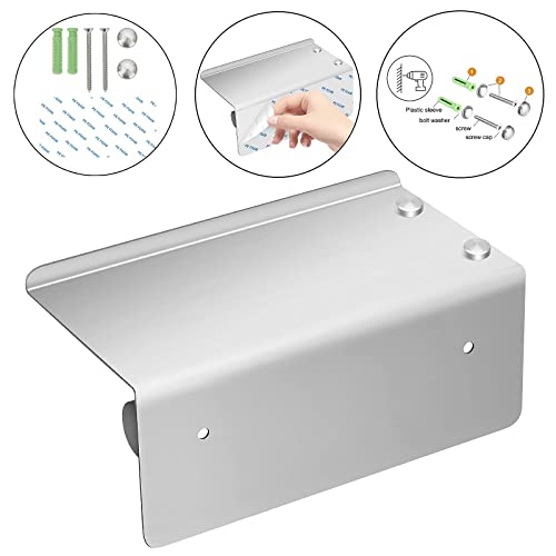 Bosszi Wall Mount Toilet Paper Holder, Sus304 Stainless Steel Bathroom Tissue Holder With Mobile Phone Storage Shelf, Brushed Aluminum #TOP3
