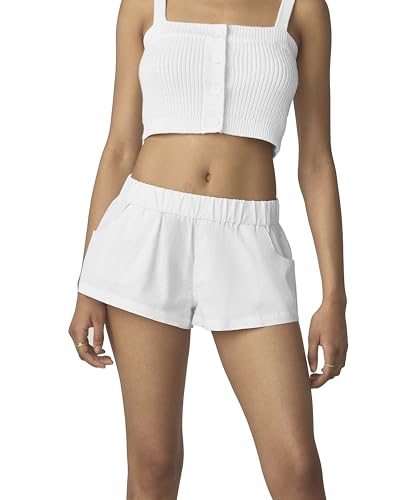 florence by mills Womens Sweet Solstice Linen Cheeky Boxer Short White Medium