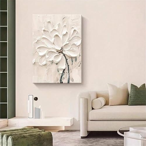 Peintures abstraites fleurs crème pour une chambre douce et cosy - 2