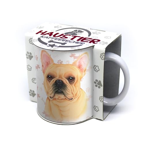 power gift Französische Bulldogge Hellbraun - Kaffeetasse, Becher, Teetasse aus hochwertiger Keramik. Kaffeebecher mit schöner Grafik und Spruch in deutscher Sprache. Praktisches Geschenk.