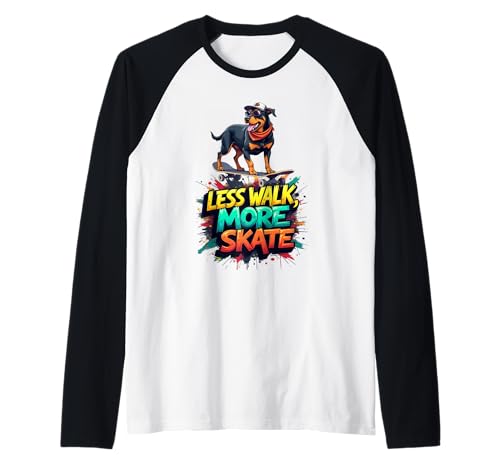 Divertido regalo de patineta para dueños de perros Rottweiler Camiseta Manga Raglan