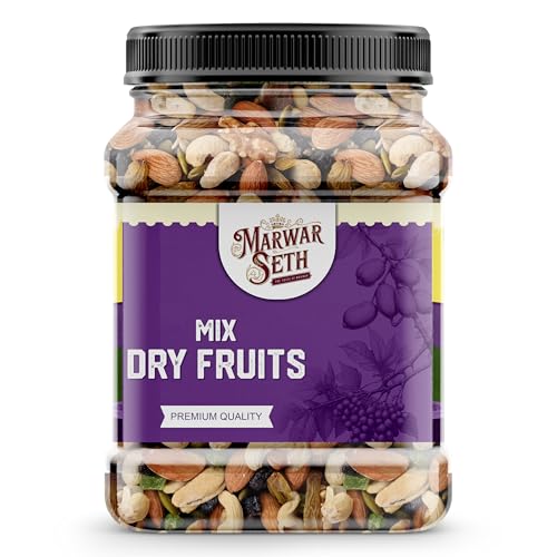 Image of Marwar Seth Panchmewa Mix Dry Fruit 1KG | Healthy Mixed Nuts and Seed with Almonds, Cashews, Dates, Pumpkin Seeds, Candied Amla | Reusable Jar Pack
