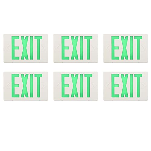 Exclusive Discount 60% Price EXITLUX 6 Pack Green Led Emergency Exit Lights with Battery Backup-UL Listed 120V/227V Double Face- Exit Sign with Emergency Lights-Plug in Emergency Battery Lights