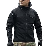 Material: Polyester, Spandex Aoleaky Militärische taktische Jacke Herren wasserdicht verschleißfest mehrere Taschen Cargojacken Outdoor Kampfmäntel Frühling Herbst Black M