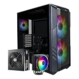 Cooler Master HAF 500 Pro Bundle – PC Case + PSU + CPU Cooler, High Airflow ATX Mid-Tower PC Case with Dual 200mm ARGB Fans + Hyper 212 Halo CPU Air Cooler + MWE 650W Gold Power Supply