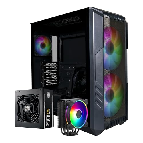 Cooler Master HAF 500 ������ �~�b�h�^���[ ATX �Q�[���P�[�X + Hyper 212 Halo CPU�N�[���[ 140W TDP + 650W �S�[���h PSU ? ARGB�t�@��3�� 120mm GPU�t�@�� �O�ʃ��b�V�� ����