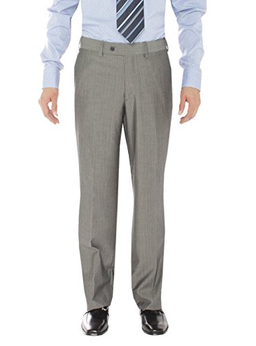 Salvatore Exte Men's Two Button 2 Piece Suit Blazer Jacket Plus Flat Front Pants (44 Short Us / 54S Eu/W 38", Gray Stripe) #TOP5