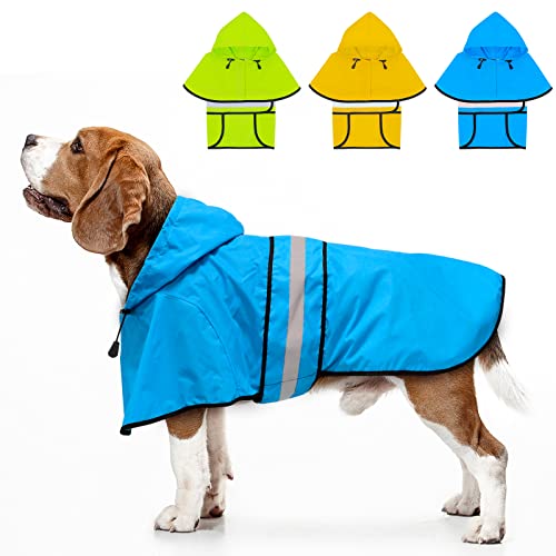 Dolitego Dog Raincoat - Reflective Dog Rain Coat, Waterproof Dog Jacket, Adjustable Dog Rain Jacket With Hoodie, Lightweight Dog Poncho Slicker For Small Medium Large Dogs (Medium, Blue) #TOP4