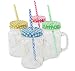 Golden Spoon Glass Drinking Jar with Handle, Stainless Steel Lid, Stainless Steel Colored Lid, Colored Straws, Dishwasher Safe, BPA Free, Set of 4 (16 oz/Pint)