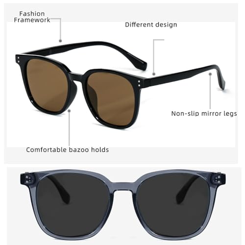 Lunettes de soleil carrées de qualité supérieure grises et marron