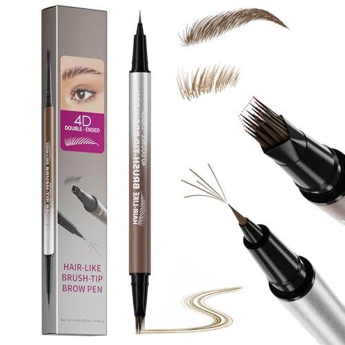 Erinde 2-in-1 Dual-Ended Microblading Augenbrauenstift, 4D Eyebrow Pencil mit 2 Spitzen, Wasserfest & Wischfest, Langanhaltende Farbe, Leichtes Auffüllen, Natürlich haarähnliche Brauen #01