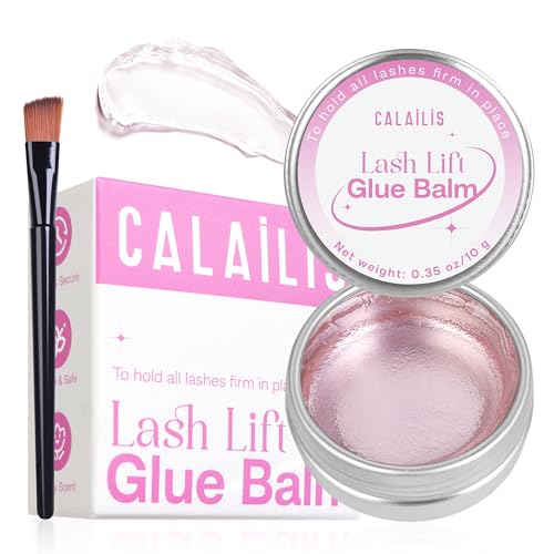 CALAILIS Lash Lift Glue Balm Lash Lift Adhesive Strong Sticky for Perfect Eyelash Perm & Brow Lamination Fruit Flavor Eyelash & Eyebrow Glue Balm (Peach 5g)