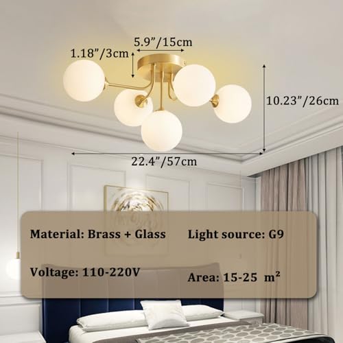 Plafonnier moderne globe en verre multi-lampes chic pour salon
