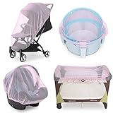 Mosquito Net for Stroller Baby Mosquito Net for Strollers, Playards, Pack N Plays and Portable Mini Crib, Baby Insect Netting, Pink